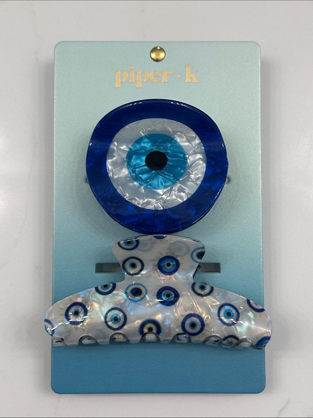 NWT Piper K Evil Eye Hair Claw Clip Set of 2